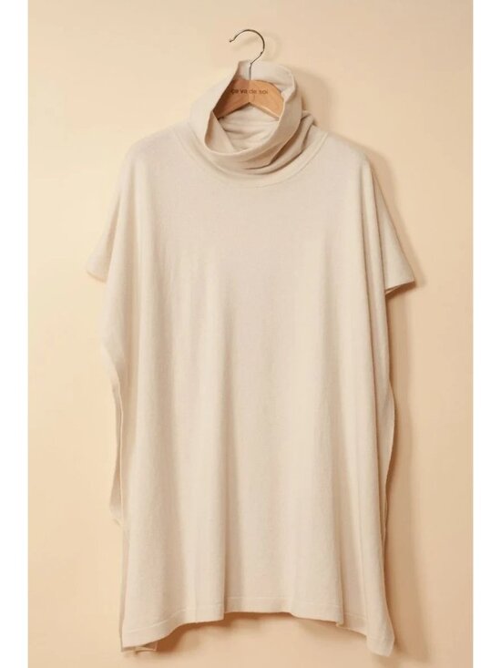 CA Va De Soi Jennifer Lightweight turtle neck poncho Merino Wool M/L - Picture 1 of 8